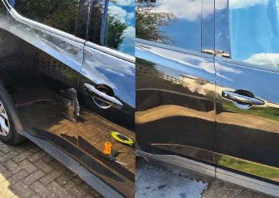 door panel dent and scratch repairs by a car body mobile repairer in Reading